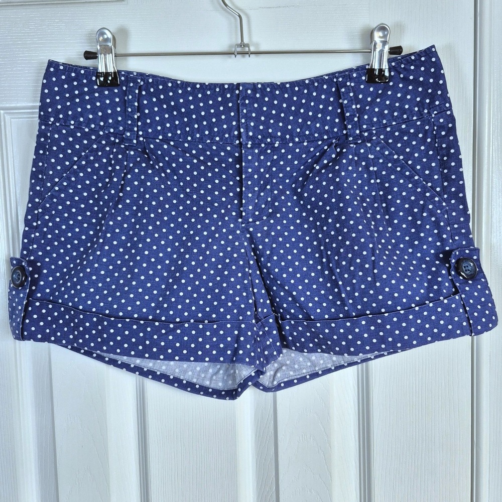 Delia*s blue white polka dot short‎ shorts with pockets women's size 9/10